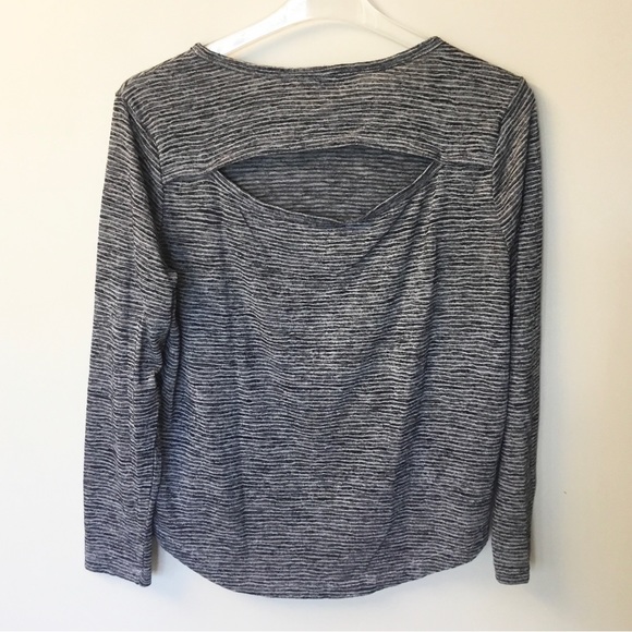 Athleta Beyond Soft Cutout Breezy Open Back Top - Navy/White Stripes - S - Picture 3 of 6